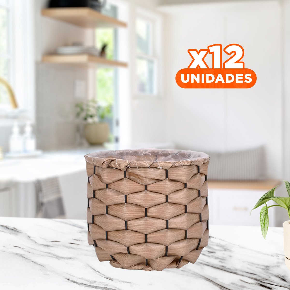 PACK12 CESTO DECORATIVO CON FORRO INTERIOR PARA MANTENER EL ORDEN VISUAL Y+REGALO STICKER - 1