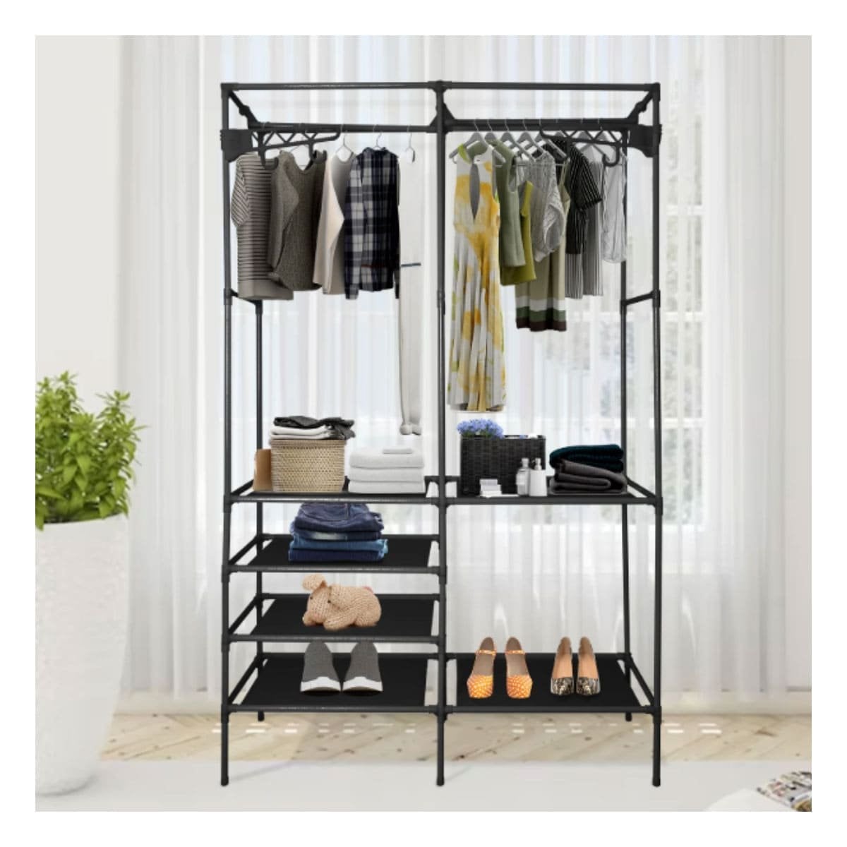 PACK2 SOPORTE VERTICAL PERCHERO DE 2 COLUMNAS PARA CASA CON ORDEN VISUAL Y+PAPEL REGALO - 5