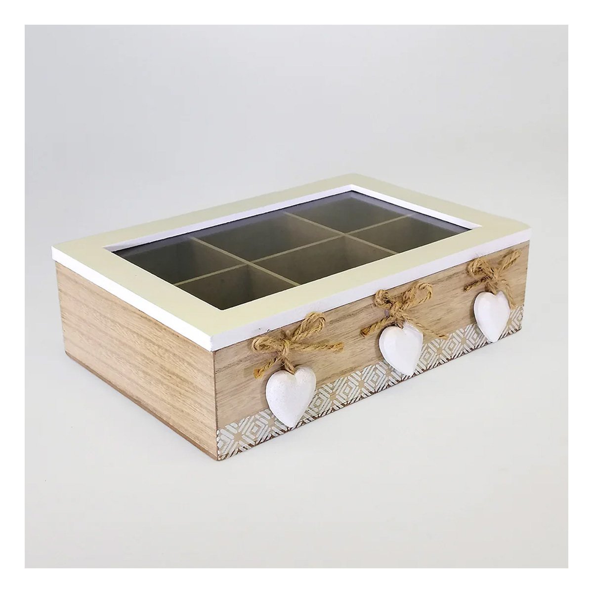 PACK6 MODULO DECORATIVO DE MADERA CON 6 DIVISIONES Y CORAZONES DE ORGANIZACION Y+REGALO STICKER - 3