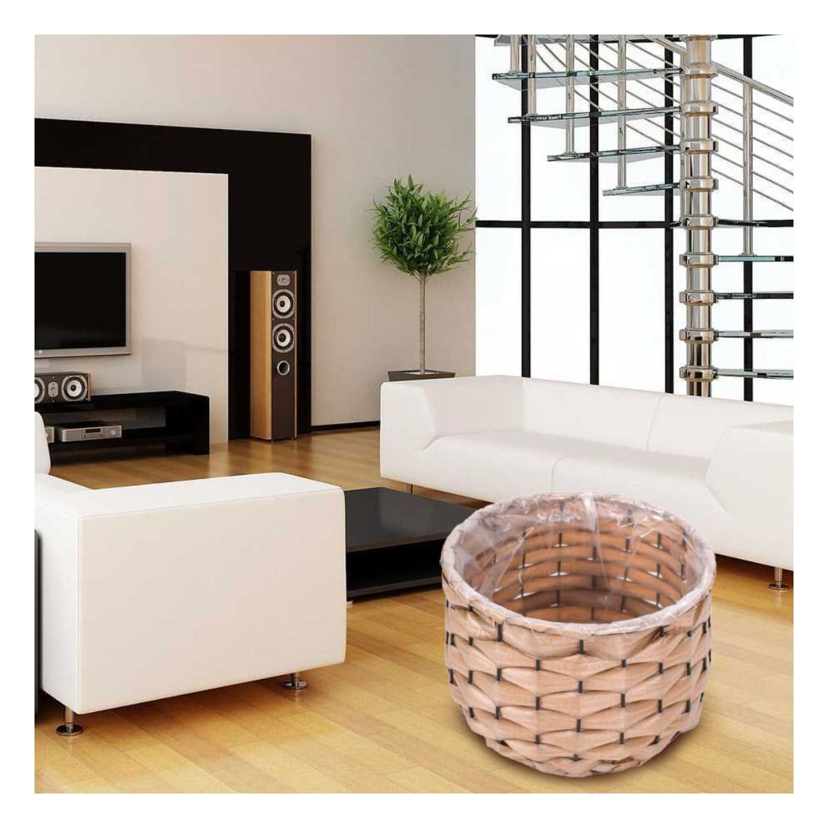 CONTENEDOR ENTRELAZADO CON FORRO INTERIOR DECORACION HOGAR PARA AMBIENTES FUNCIONALES Y+POST IT - 3