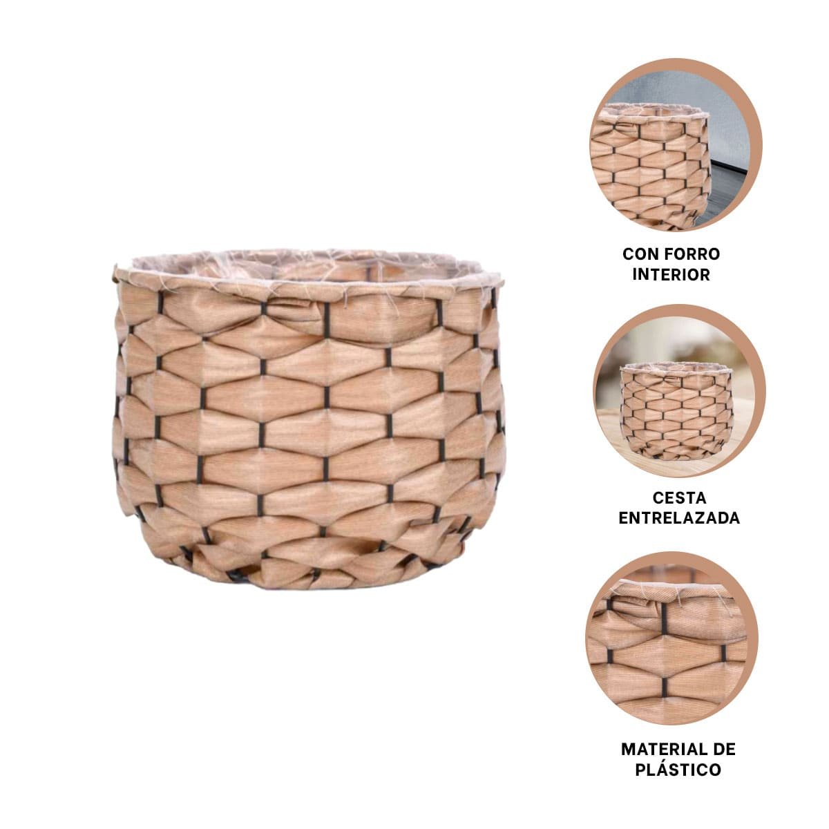 CONTENEDOR ENTRELAZADO CON FORRO INTERIOR DECORACION HOGAR PARA AMBIENTES FUNCIONALES Y+POST IT - 5