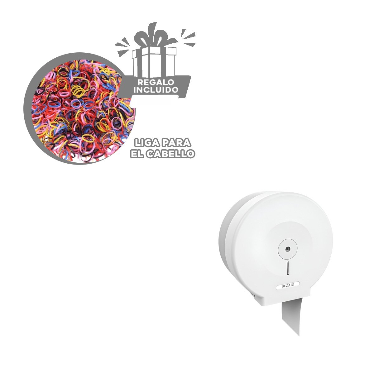 SOPORTE DE PAPEL HIGIENICO JUMBO PARA SERVICIO HIGIENICO FAMILIAR Y+LIGAS REGALO - 2