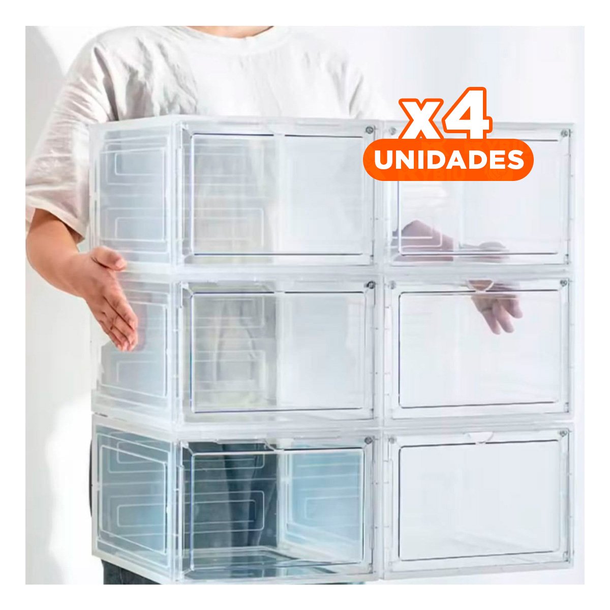 PACK4 CONTENEDOR MODULAR PARA ZAPATOS CON IMAN Y DISENO APILABLE Y+PAPEL REGALO - 1