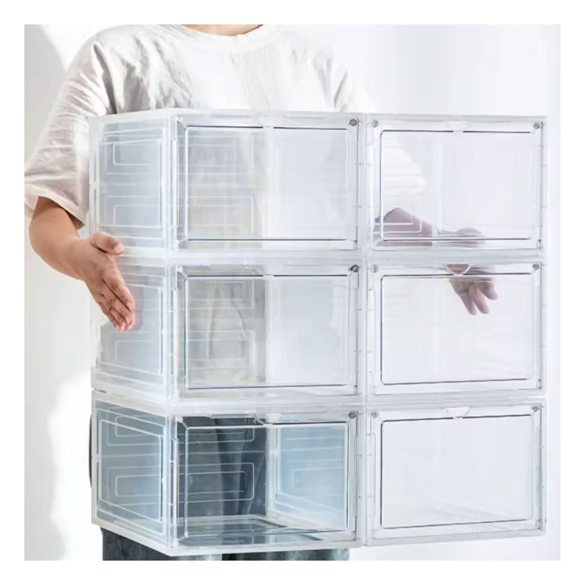 PACK12 CAJA TRANSPARENTE APILABLE PARA ZAPATOS CON IMAN - 5