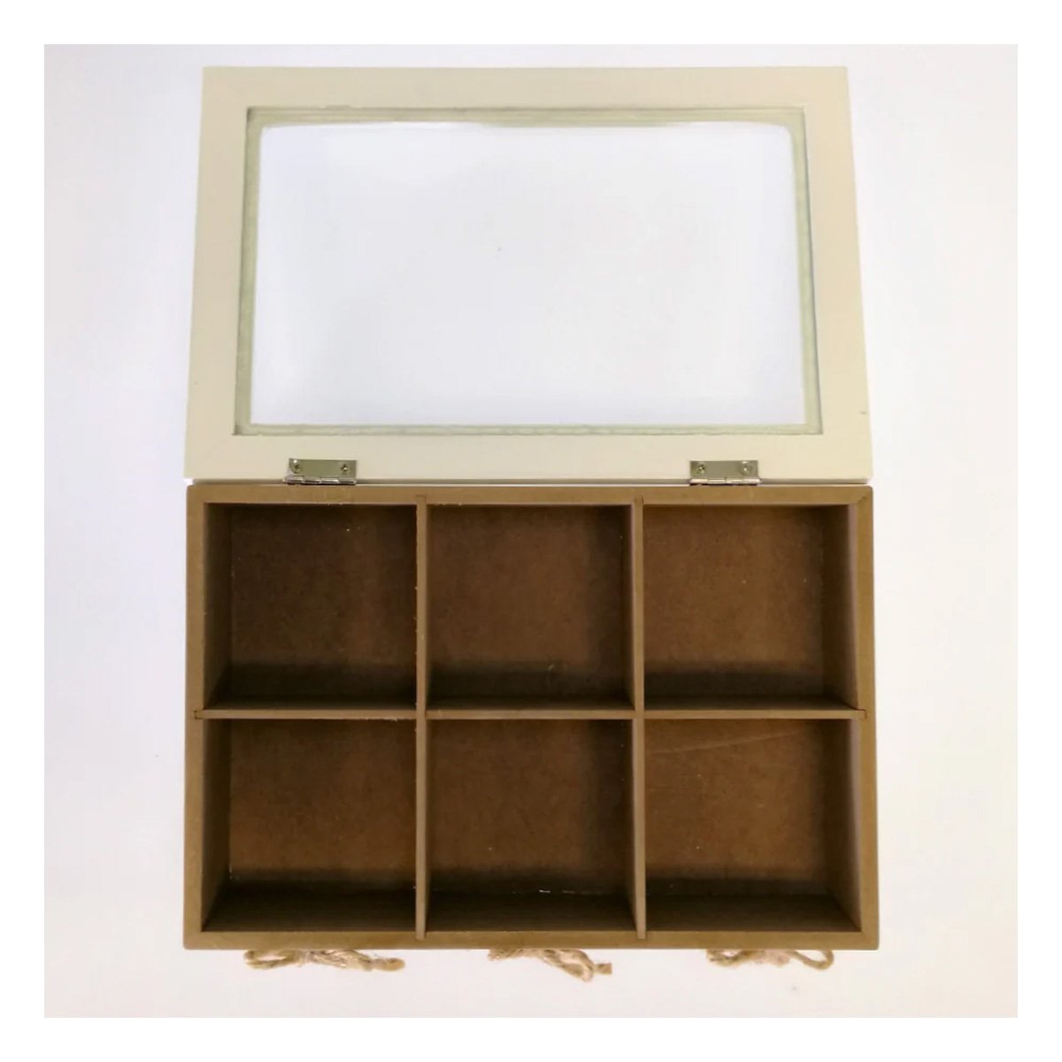 CONTENEDOR DE MADERA CON 6 DIVISIONES DECORATIVAS CON CORAZONES PARA CASA Y+POST IT - 1