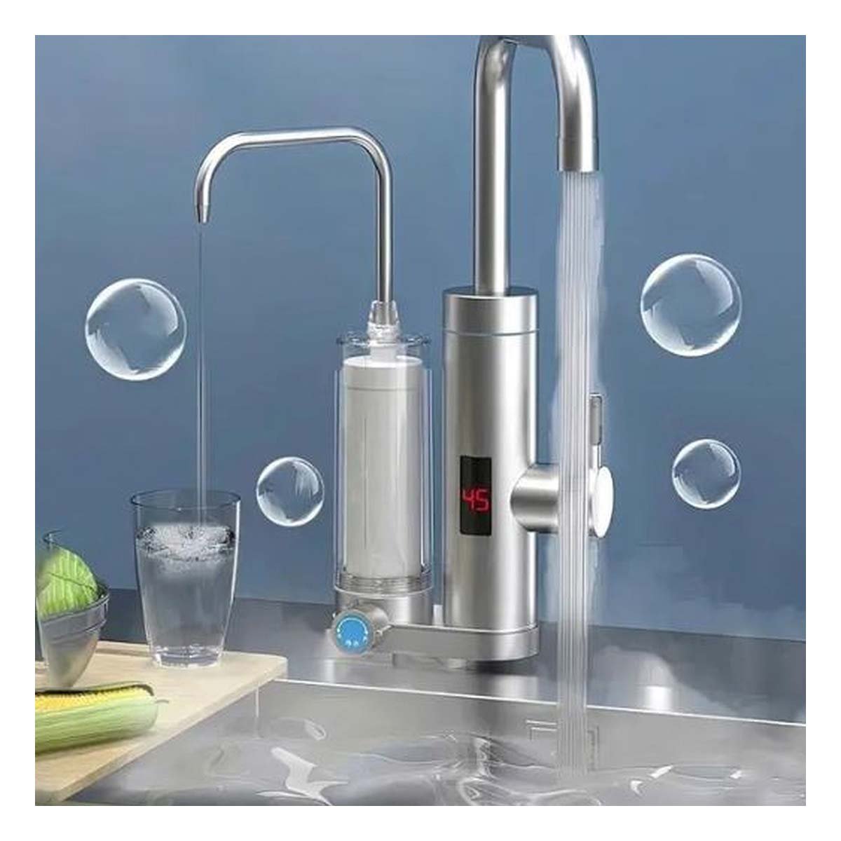 TRATADOR DOBLE DE AGUA CON FUNCION CALIENTE PARA COCINA MODERNA Y+REGALO STICKER - 3