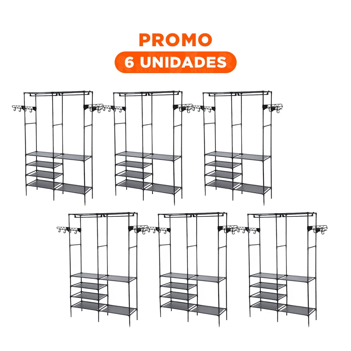 PACK6 RACK VERTICAL PERCHERO DE 2 COLUMNAS PARA HOGAR Y+REGALO STICKER - 1