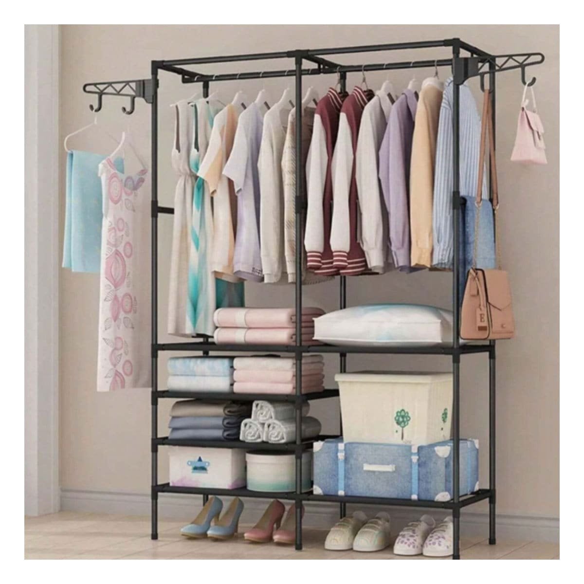 PACK6 RACK VERTICAL PERCHERO DE 2 COLUMNAS PARA HOGAR Y+REGALO STICKER - 3