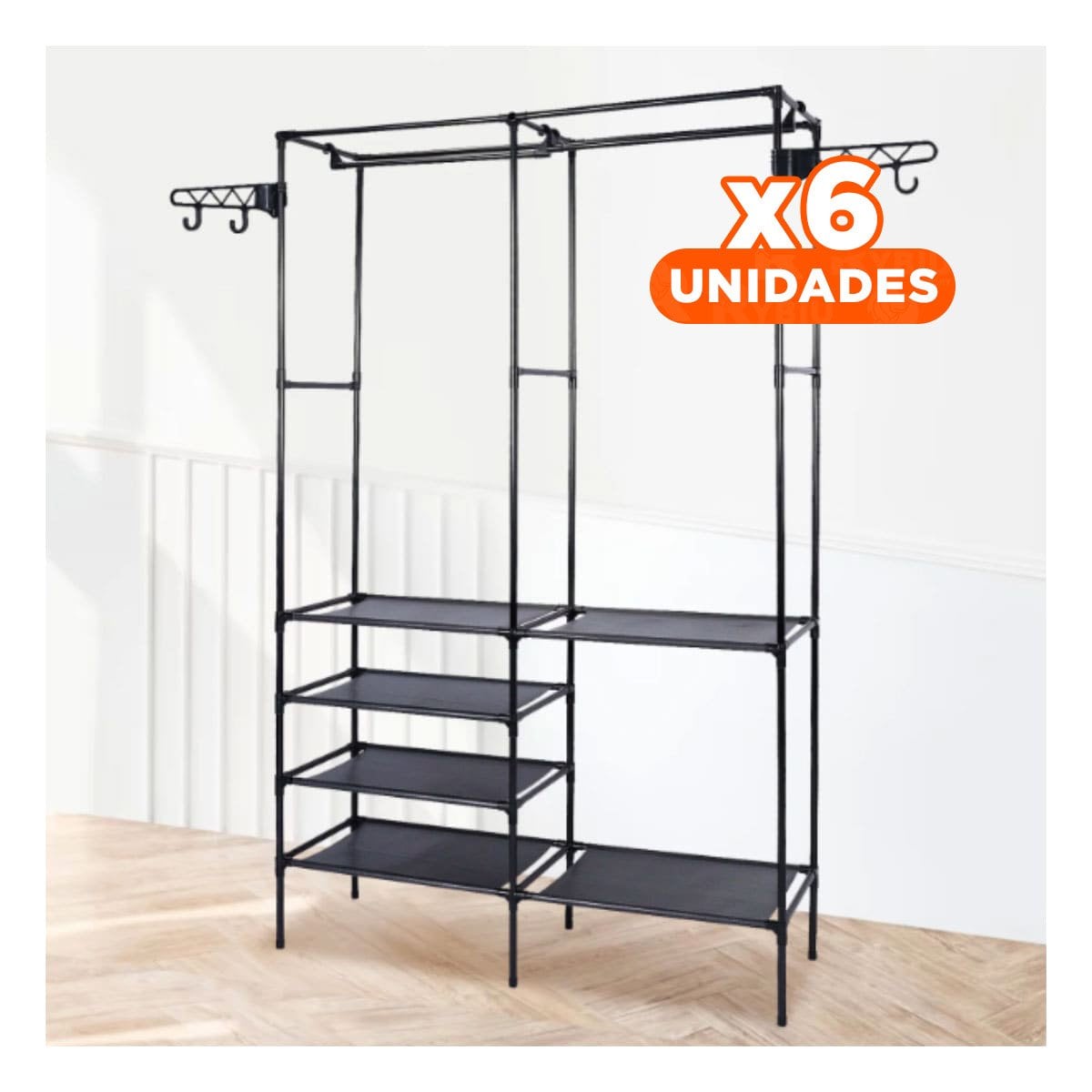 PACK6 ORGANIZADOR VERTICAL PERCHERO DE 2 COLUMNAS PARA DORMITORIO - 1
