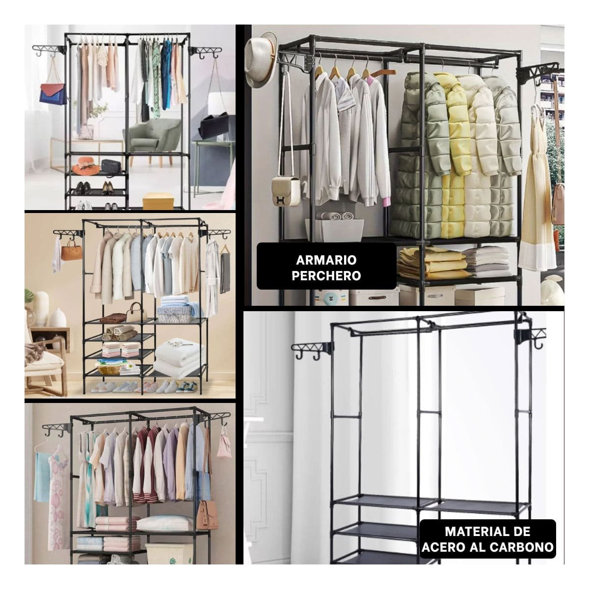 PACK4 MUEBLE VERTICAL PERCHERO DE 2 COLUMNAS PARA HOGAR Y+REGALO STICKER - 2