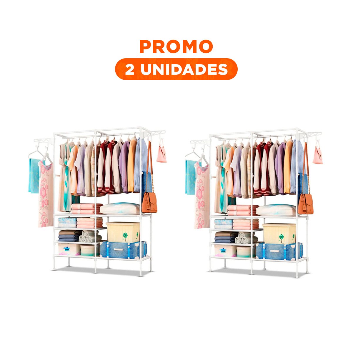 PACK2 COLGADOR MULTIUSO DE DOS COLUMNAS PARA ROPA ZAPATOS Y ACCESORIOS Y+REGALO STICKER - 1