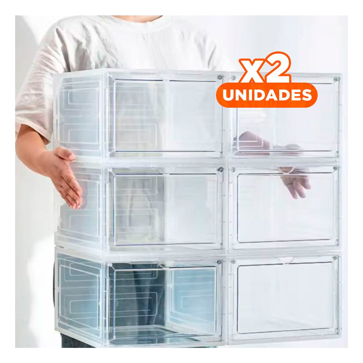 PACK2 RECIPIENTE MODULAR PARA ZAPATOS APILABLE CON CIERRE PRACTICO Y+PAPEL REGALO - 1