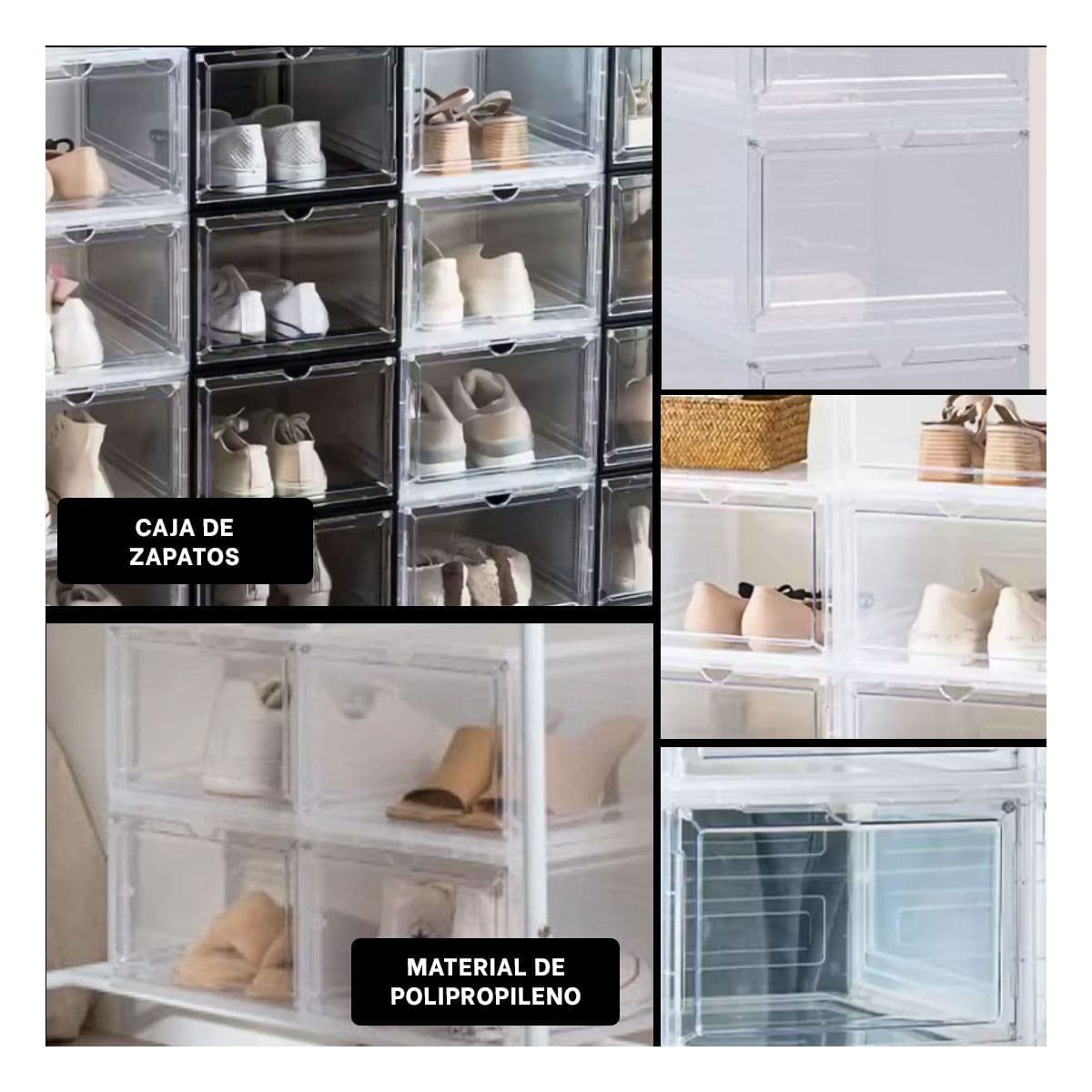 PACK2 RECIPIENTE MODULAR PARA ZAPATOS APILABLE CON CIERRE PRACTICO Y+PAPEL REGALO - 3