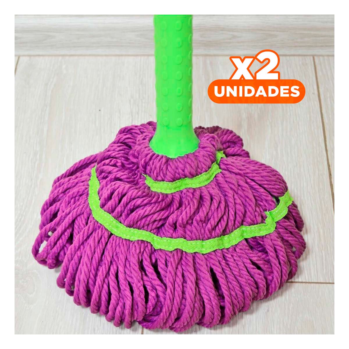 PACK2 FREGONA GIRATORIA CON AUTOEXPRIMIDOR PARA LIMPIEZA FACIL EN CASA Y+PAPEL REGALO - 1