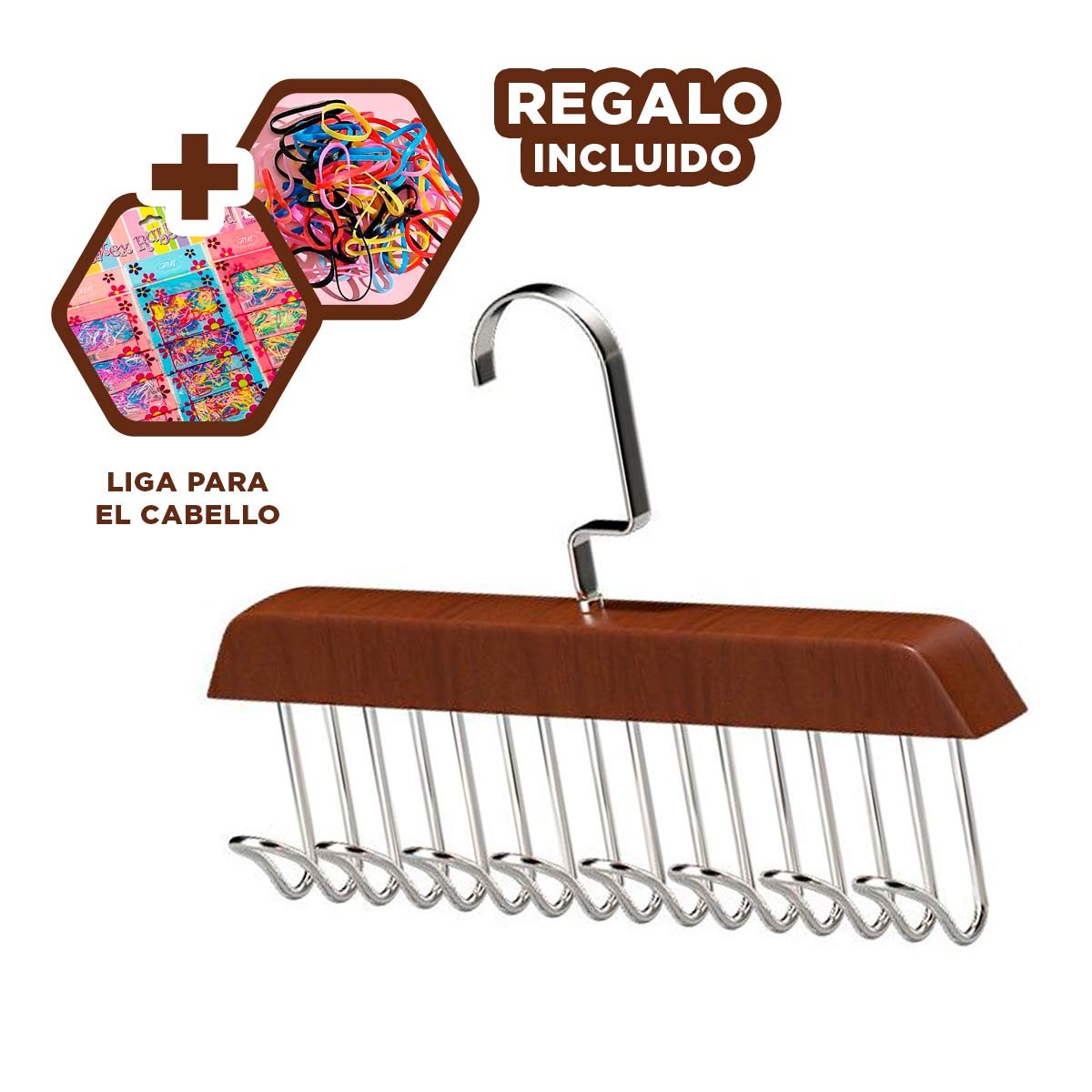 GANCHO MULTIFUNCIONAL DE OCHO PUNTOS PARA ORGANIZACION FUNCIONAL EN EL HOGAR Y+LIGAS REGALO - 2