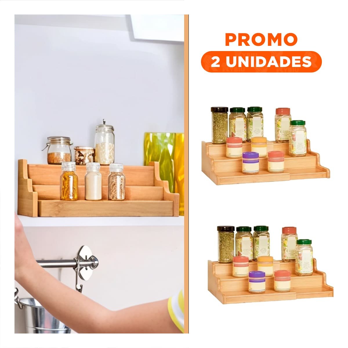 PACK2 ANAQUEL ESCALERA 3 NIVELES EXTENDIBLE DE MADERA PARA HOGAR Y DECORACION Y+REGALO STICKER - 1