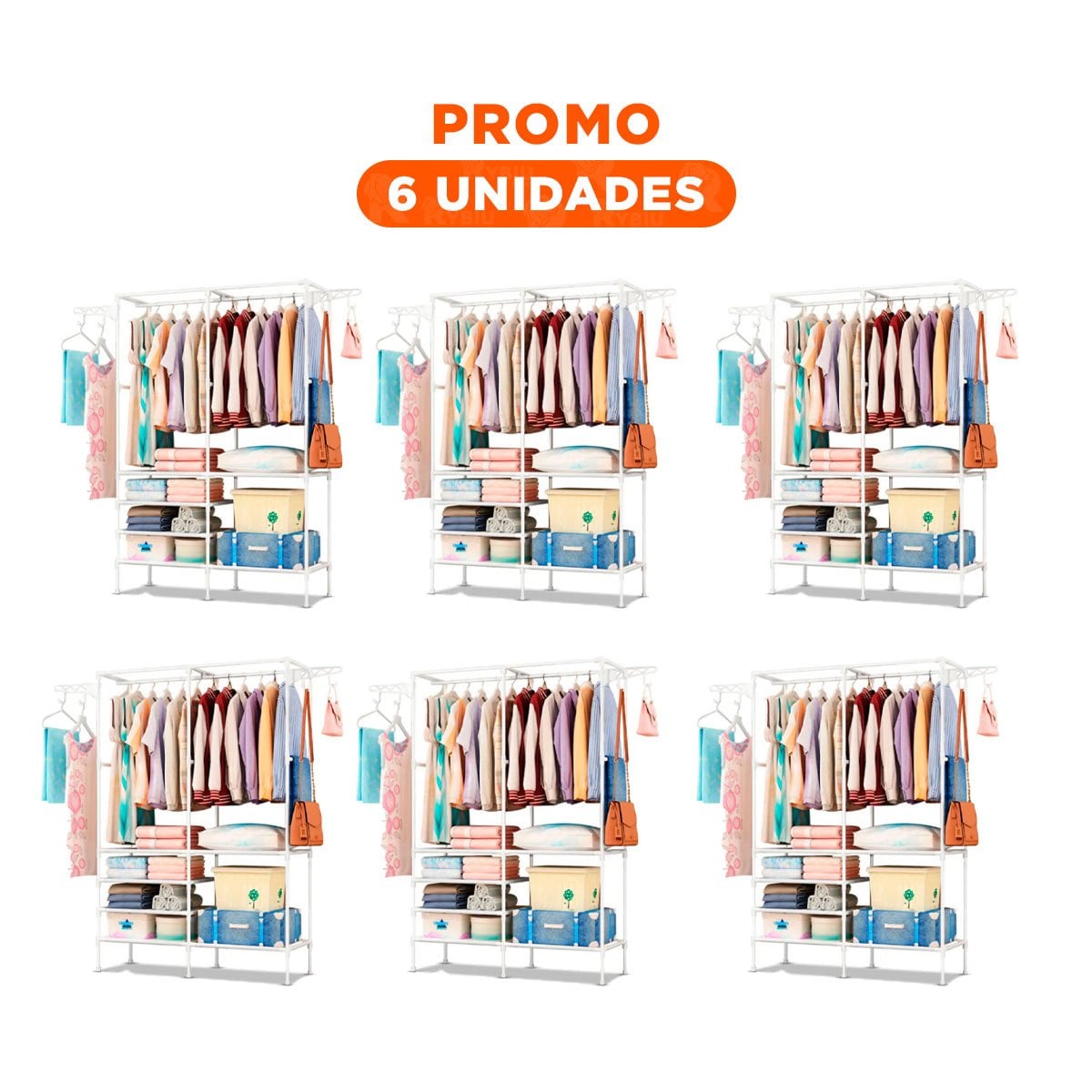 PACK6 ORGANIZADOR DOMESTICO DE DOS COLUMNAS PARA PRENDAS DE USO DIARIO Y+REGALO STICKER - 1