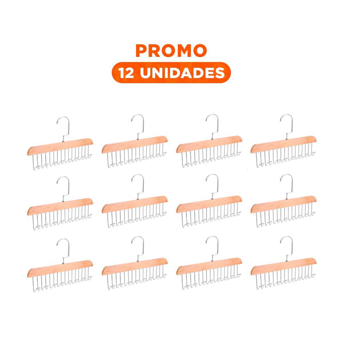 PACK12 COLGADOR DE USO DOMESTICO CON OCHO GANCHOS PARA ORDEN DIARIO - 1