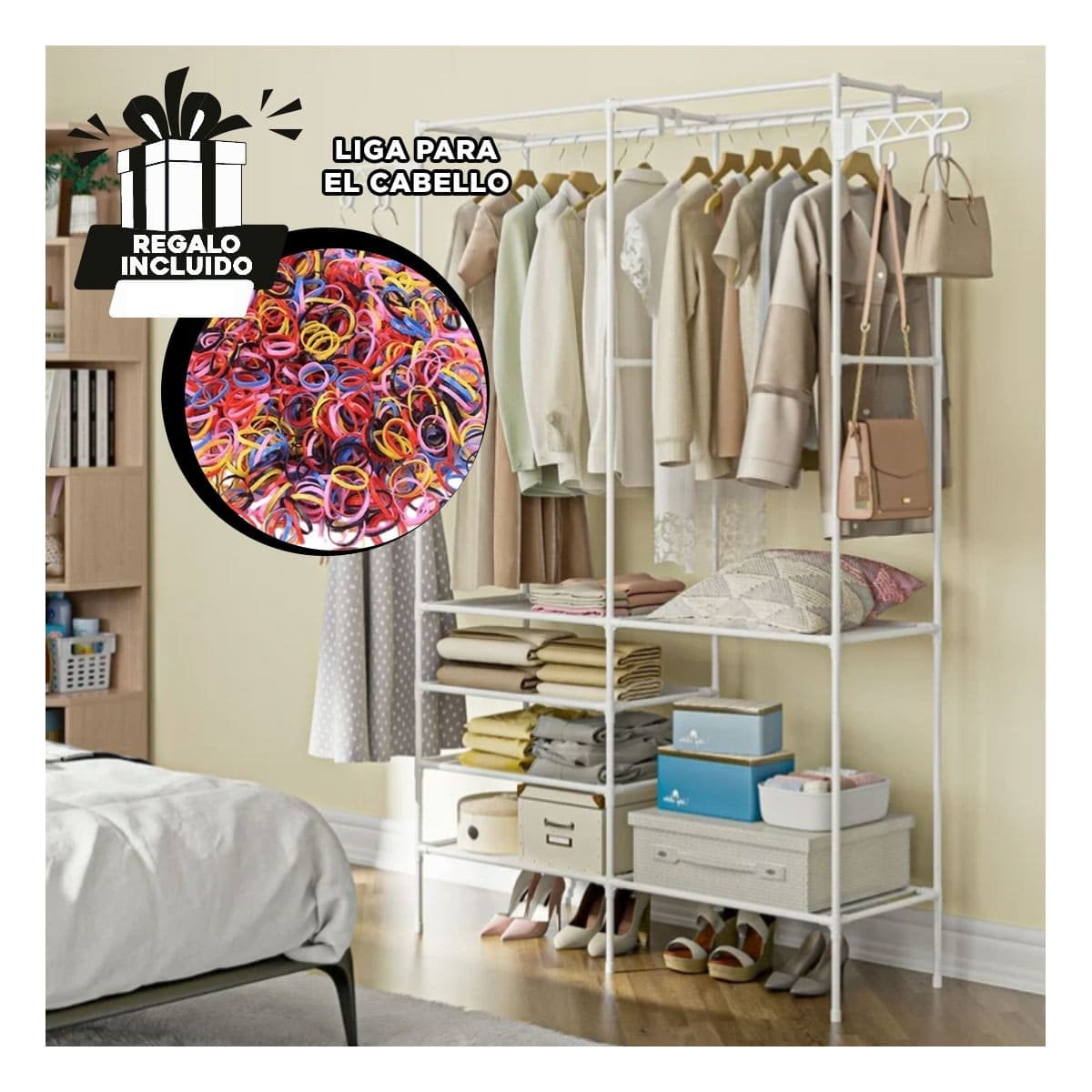 ORGANIZADOR CON DOS COLUMNAS PARA PRENDAS DE VESTIR Y ACCESORIOS EN CASA Y+LIGAS REGALO - 2