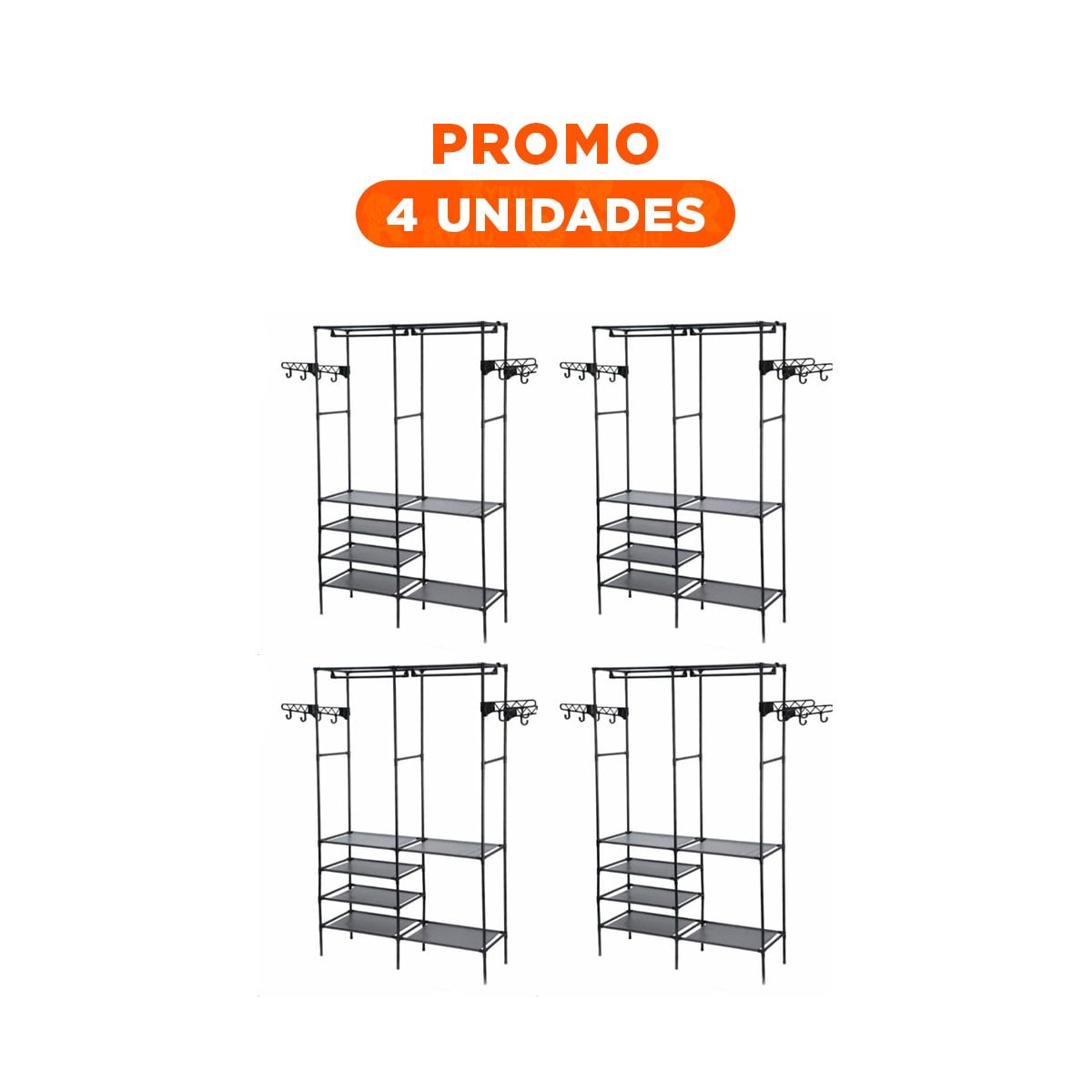 PACK4 ESTRUCTURA VERTICAL PERCHERO DE 2 COLUMNAS PARA DORMITORIO - 1
