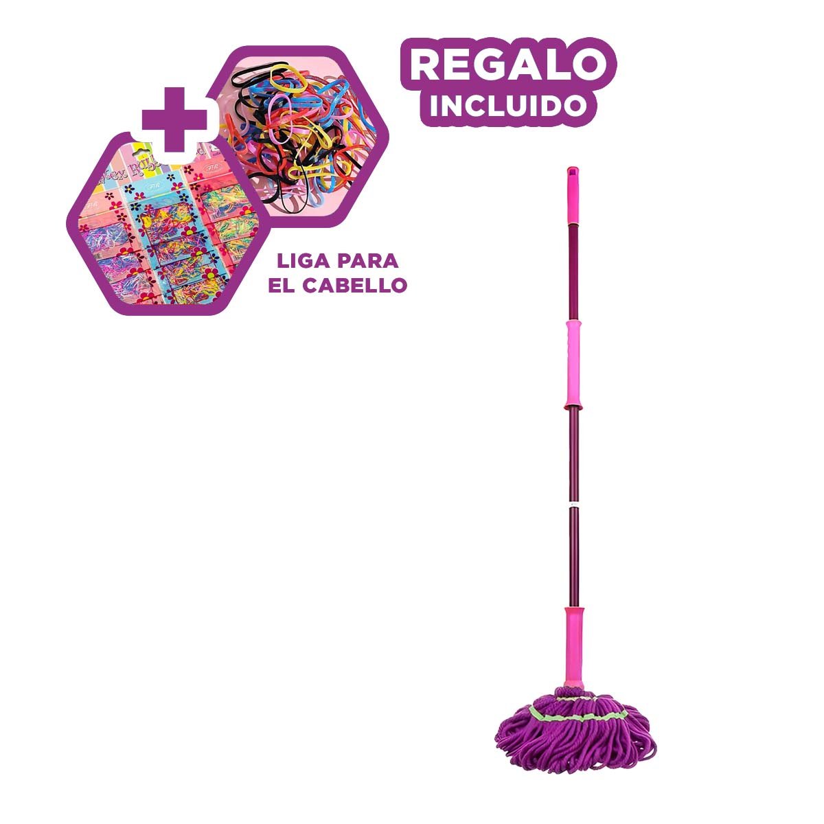ESCURRIDOR GIRATORIO CON AUTOEXPRIMIDOR PARA LIMPIEZA PRACTICA DE PISOS Y+LIGAS REGALO - 2