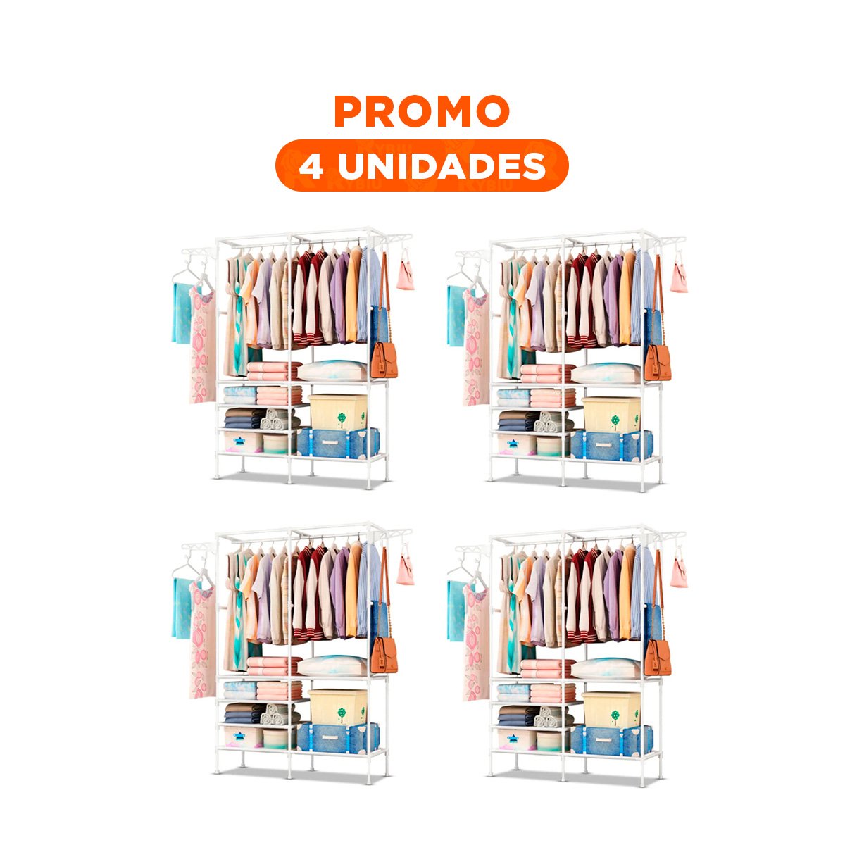 PACK4 ORGANIZADOR DE PISO DE DOS COLUMNAS PARA PRENDAS Y BOLSOS EN CASA U OFICINA - 1