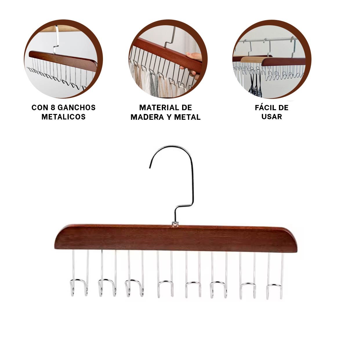 PERCHERO MULTIFUNCIONAL DE OCHO GANCHOS PARA COLGAR ACCESORIOS EN CASA Y+PAPEL REGALO - 5