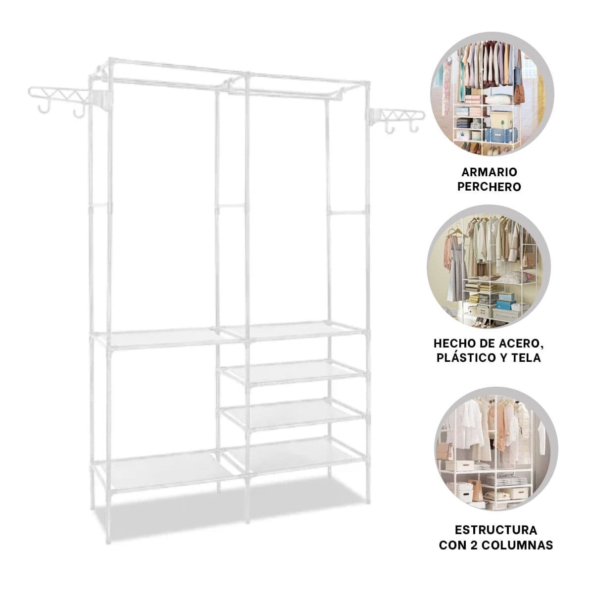 MUEBLE CON DOS COLUMNAS PARA COLGAR ROPA Y ACCESORIOS DE FORMA ORDENADA EN CASA Y+POST IT - 5