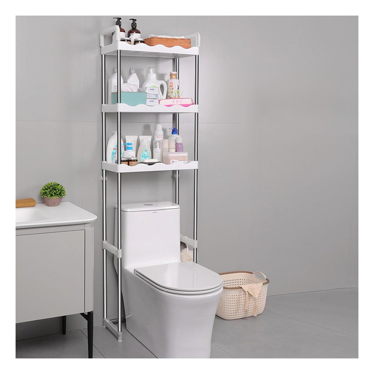 PACK6 MOBILIARIO PLASTICO PARA ASEO CON 3 NIVELES Y ESTILO ONDAS PARA CASA Y+REGALO STICKER - 3