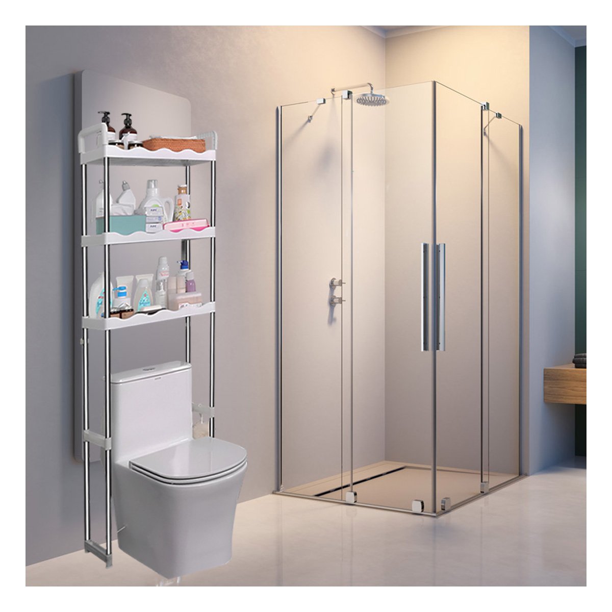 PACK6 MOBILIARIO PLASTICO PARA ASEO CON 3 NIVELES Y ESTILO ONDAS PARA CASA Y+REGALO STICKER - 5