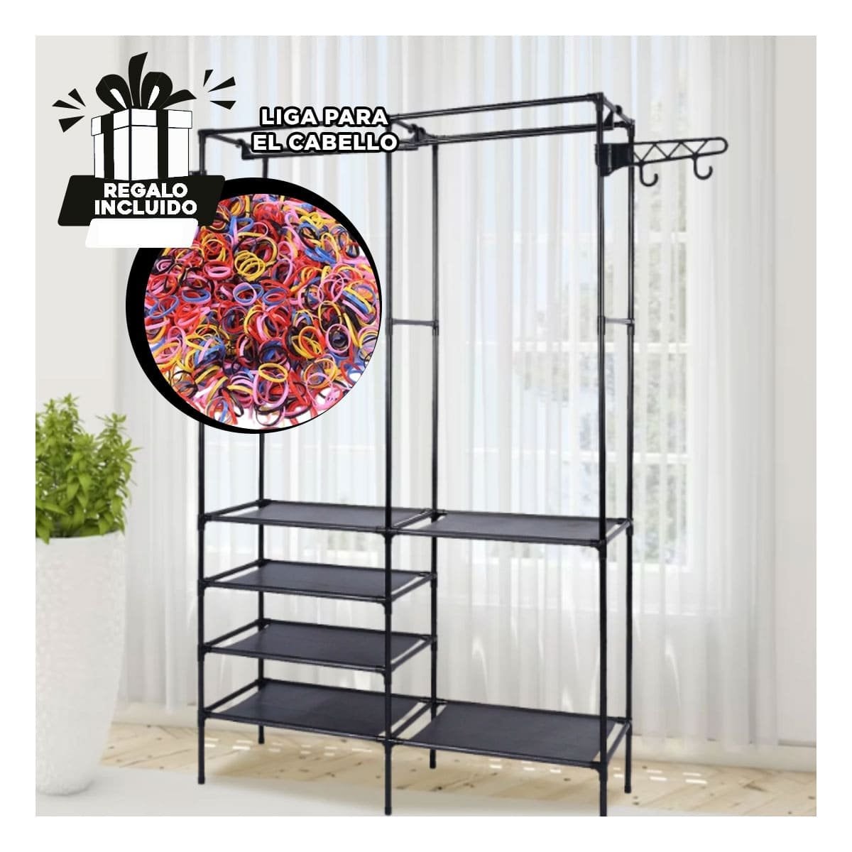 MUEBLE PERCHERO DE 2 COLUMNAS PARA HOGAR CON ALMACENAMIENTO VERTICAL Y VERSATIL Y+LIGAS REGALO - 2