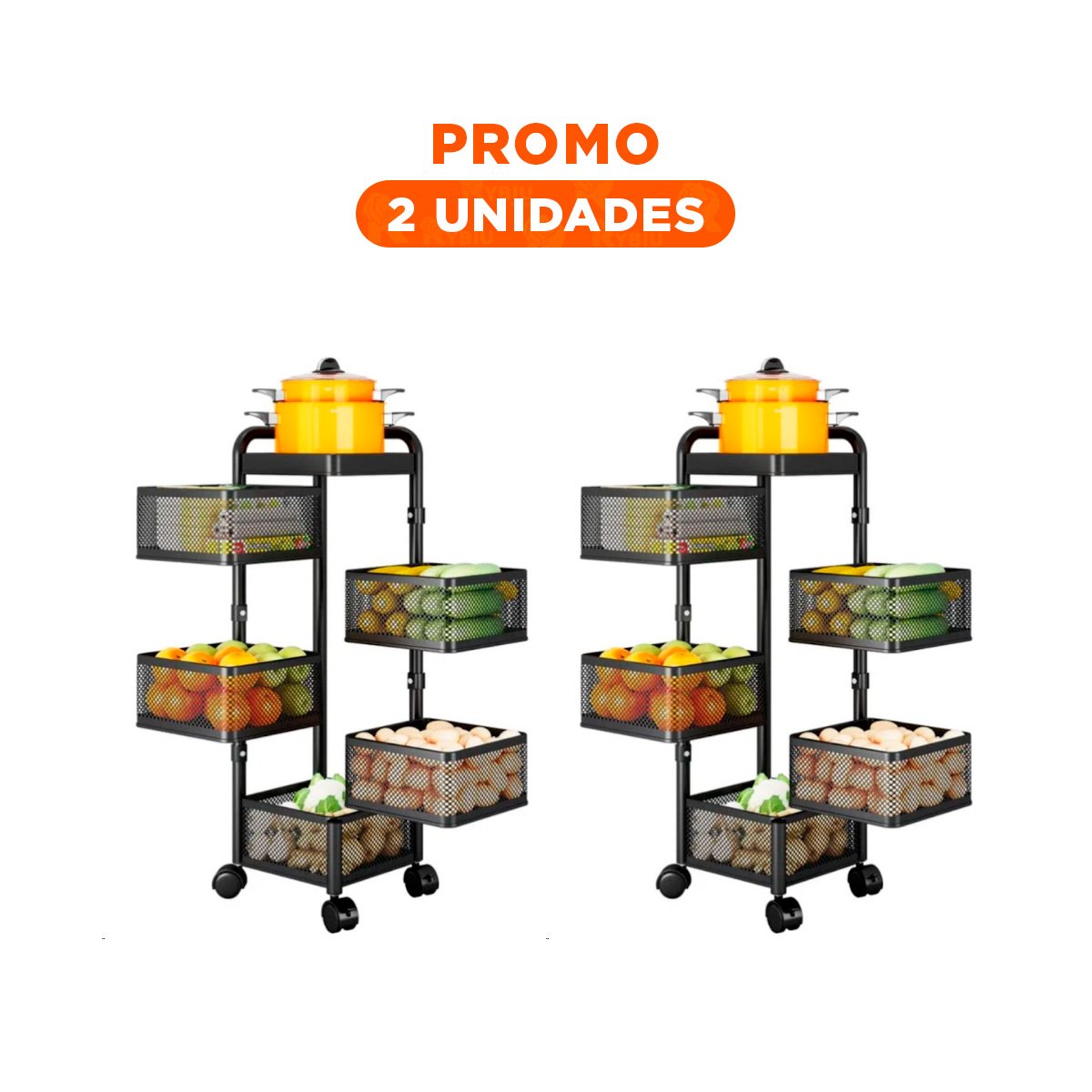 PACK2 UNIDAD CUADRADA DE CINCO NIVELES CON LLANTAS PARA USO DIARIO Y+REGALO STICKER - 1
