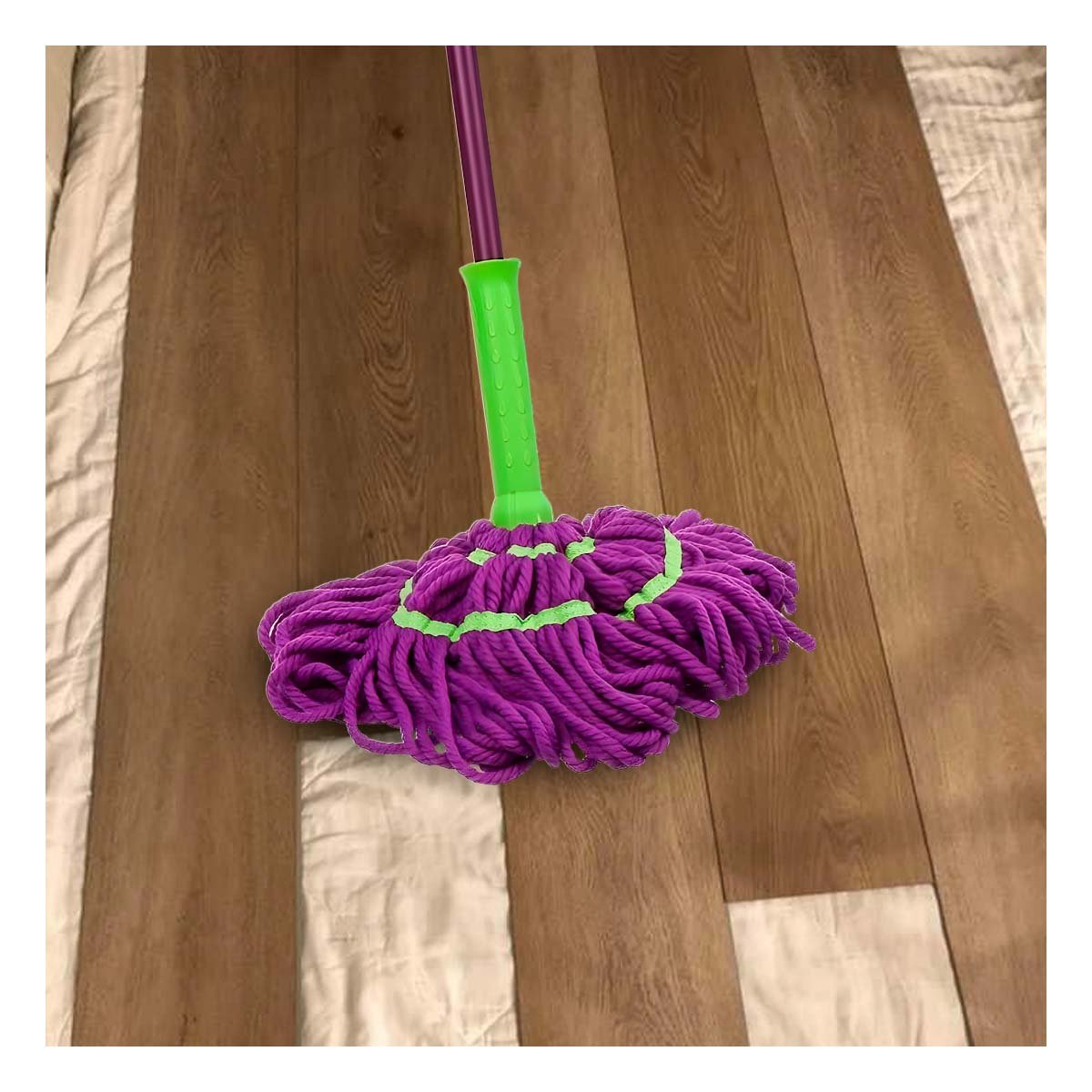 TRAPEDOR GIRATORIO CON AUTOEXPRIMIDOR PARA LIMPIEZA DEL HOGAR CON MANGO VERDE - 3