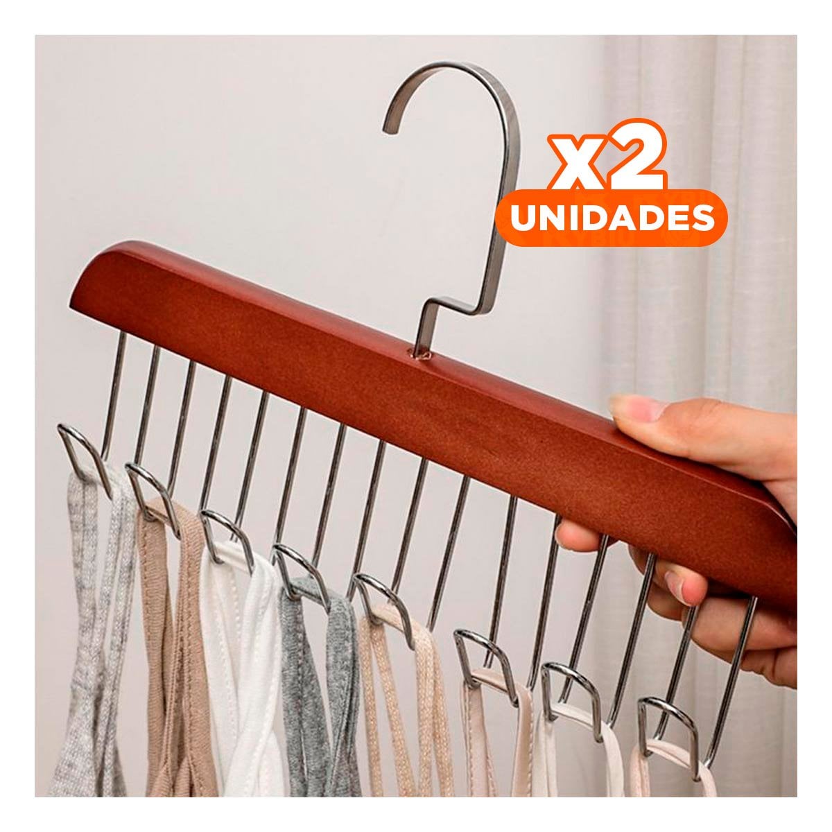 PACK2 SOPORTE DE MADERA CON OCHO GANCHOS PARA COLGAR ACCESORIOS EN CASA Y+PAPEL REGALO - 1