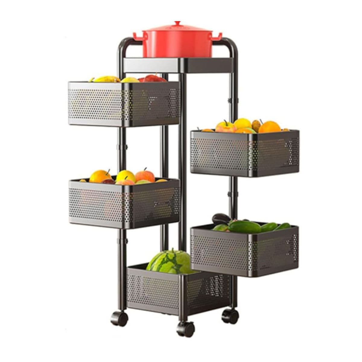 MUEBLE CUADRADO DE CINCO NIVELES CON LLANTAS PARA ALMACENAMIENTO VERSATIL Y+LIGAS REGALO - 5
