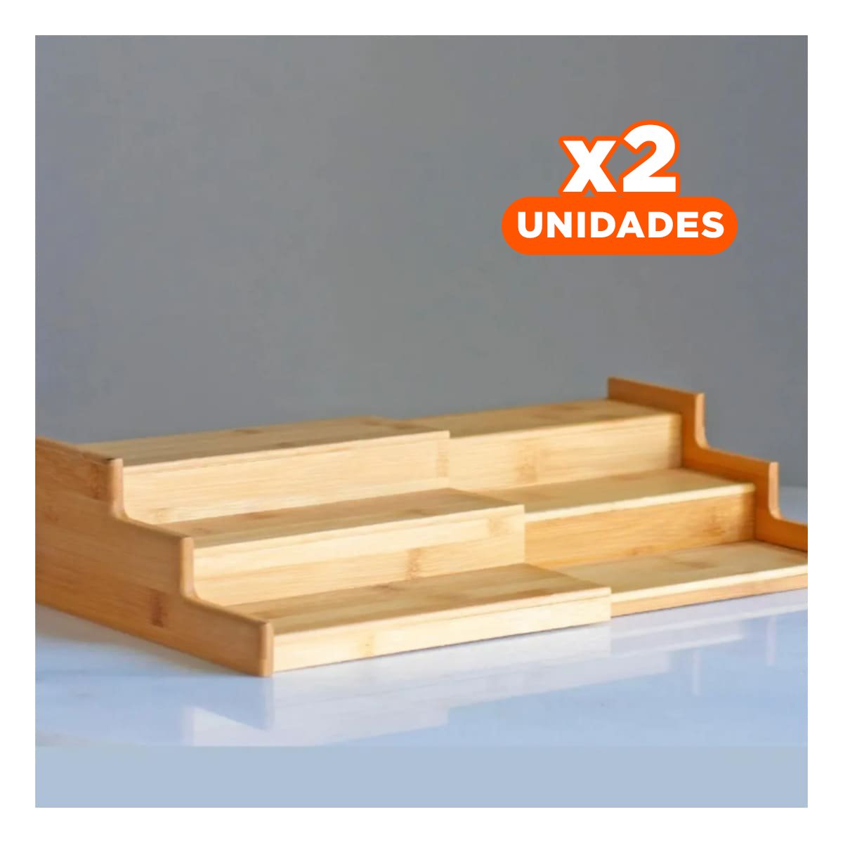 PACK2 ESTANTE ESCALERA 3 NIVELES EXTENDIBLE DE MADERA PARA HOGAR Y DECORACION FUNCIONAL - 1