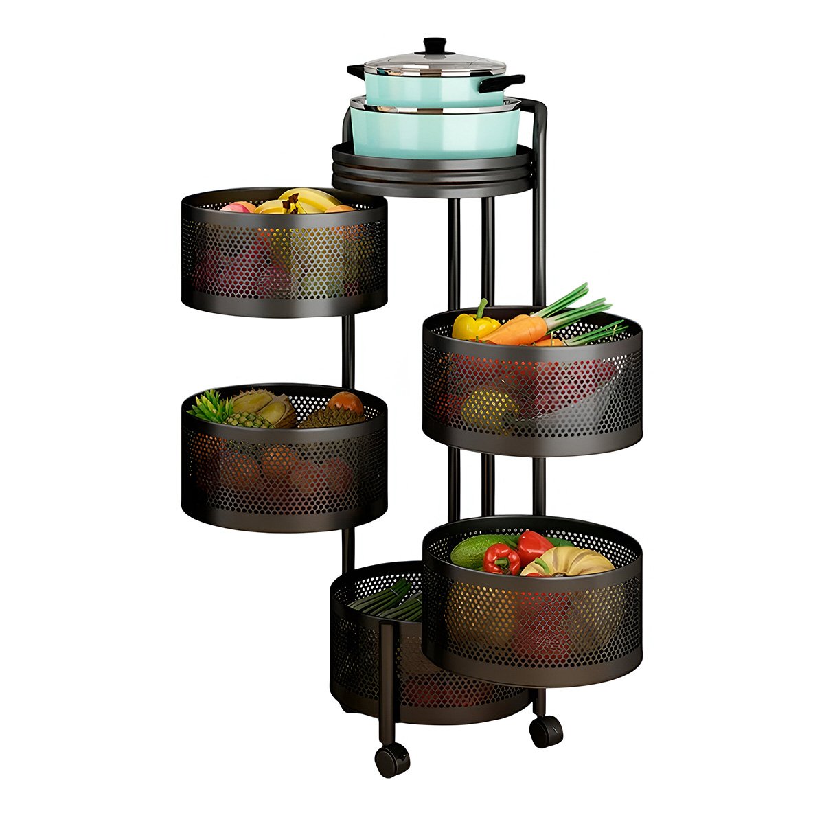 PACK2 SOPORTE MOVIL CIRCULAR DE CINCO NIVELES CON LLANTAS PARA ESPACIOS Y+REGALO STICKER - 2