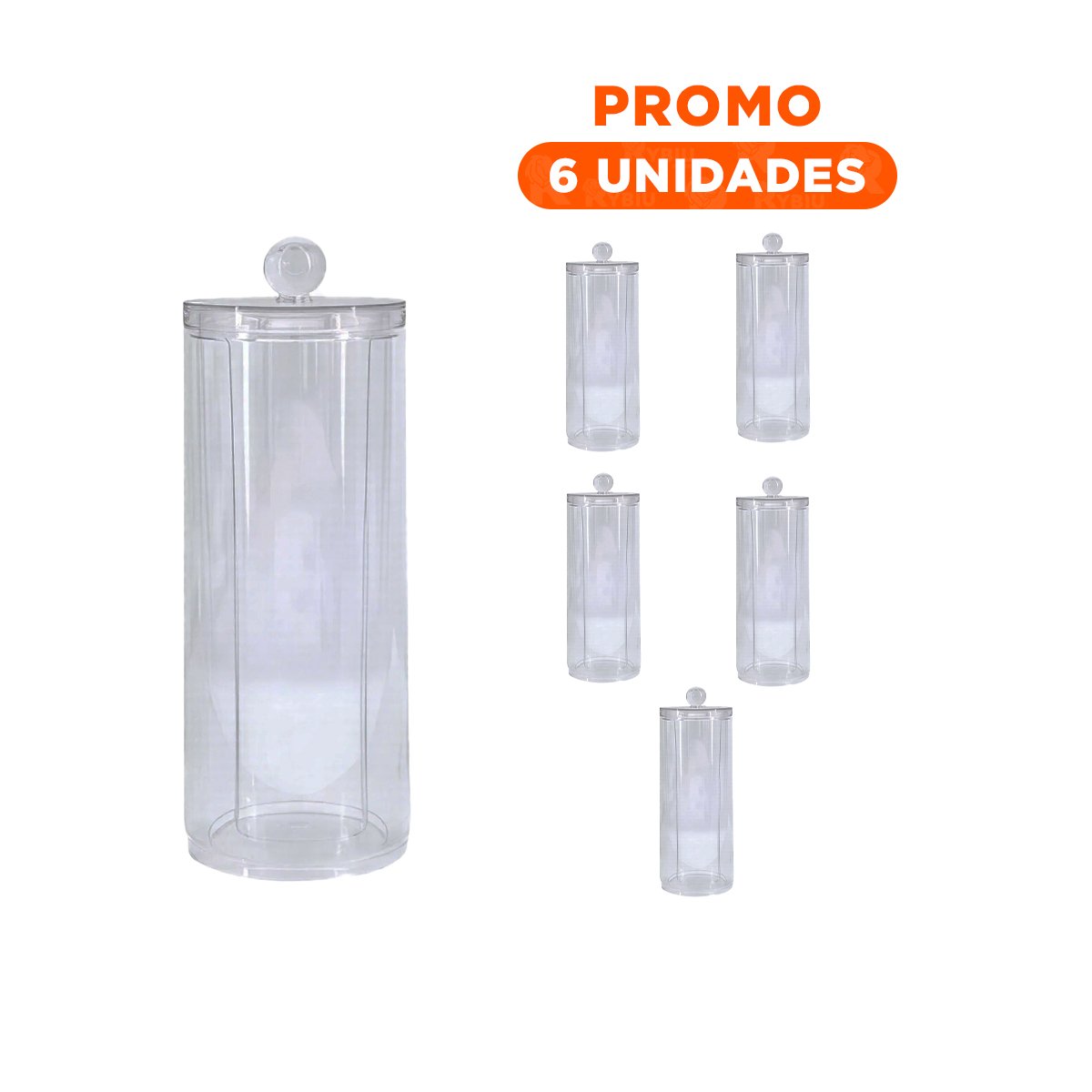 PACK6 ORGANIZADOR DE ACRILICO TRANSPARENTE CON TAPA PARA ALGODON ASEO HOGAR Y+REGALO STICKER - 1