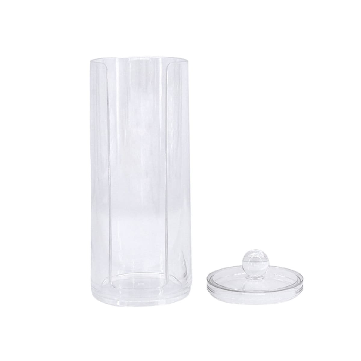 PACK6 ORGANIZADOR DE ACRILICO TRANSPARENTE CON TAPA PARA ALGODON ASEO HOGAR Y+REGALO STICKER - 2