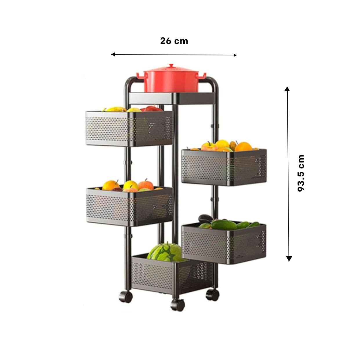 PACK2 GABINETE CUADRADO DE CINCO NIVELES CON LLANTAS PARA HOGAR FUNCIONAL Y+PAPEL REGALO - 4