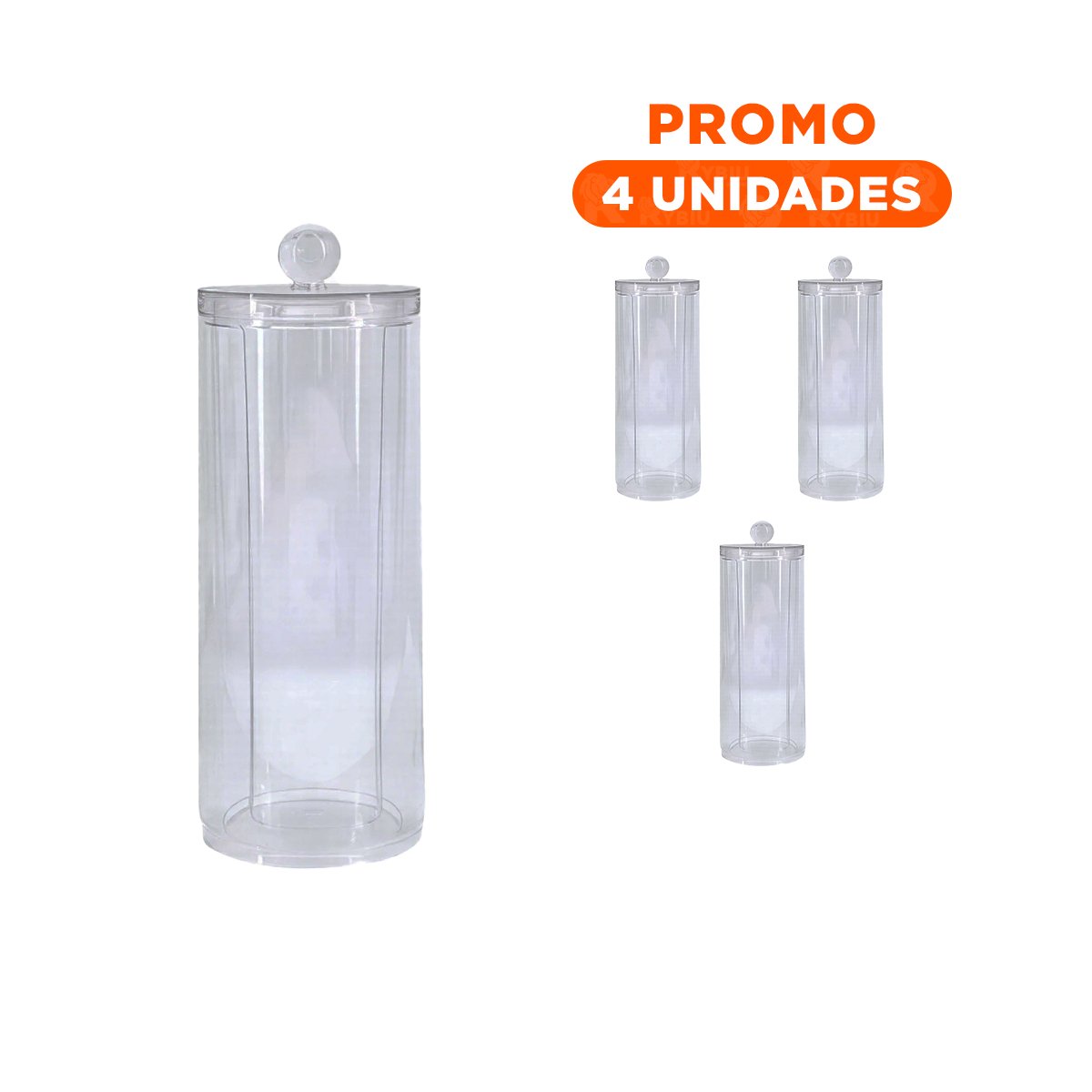 PACK4 ORGANIZADOR TRANSPARENTE ACRILICO CON TAPA PARA ALGODON USO ASEO HOGAR - 1