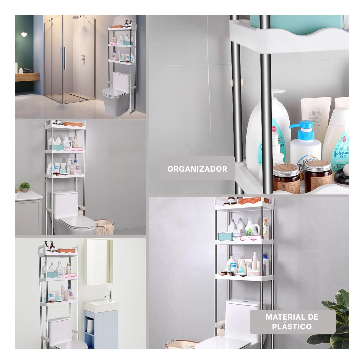 MUEBLE PARA ASEO 3 NIVELES PLASTICO CON ESTILO ONDAS PARA USO DIARIO Y+LIGAS REGALO - 1