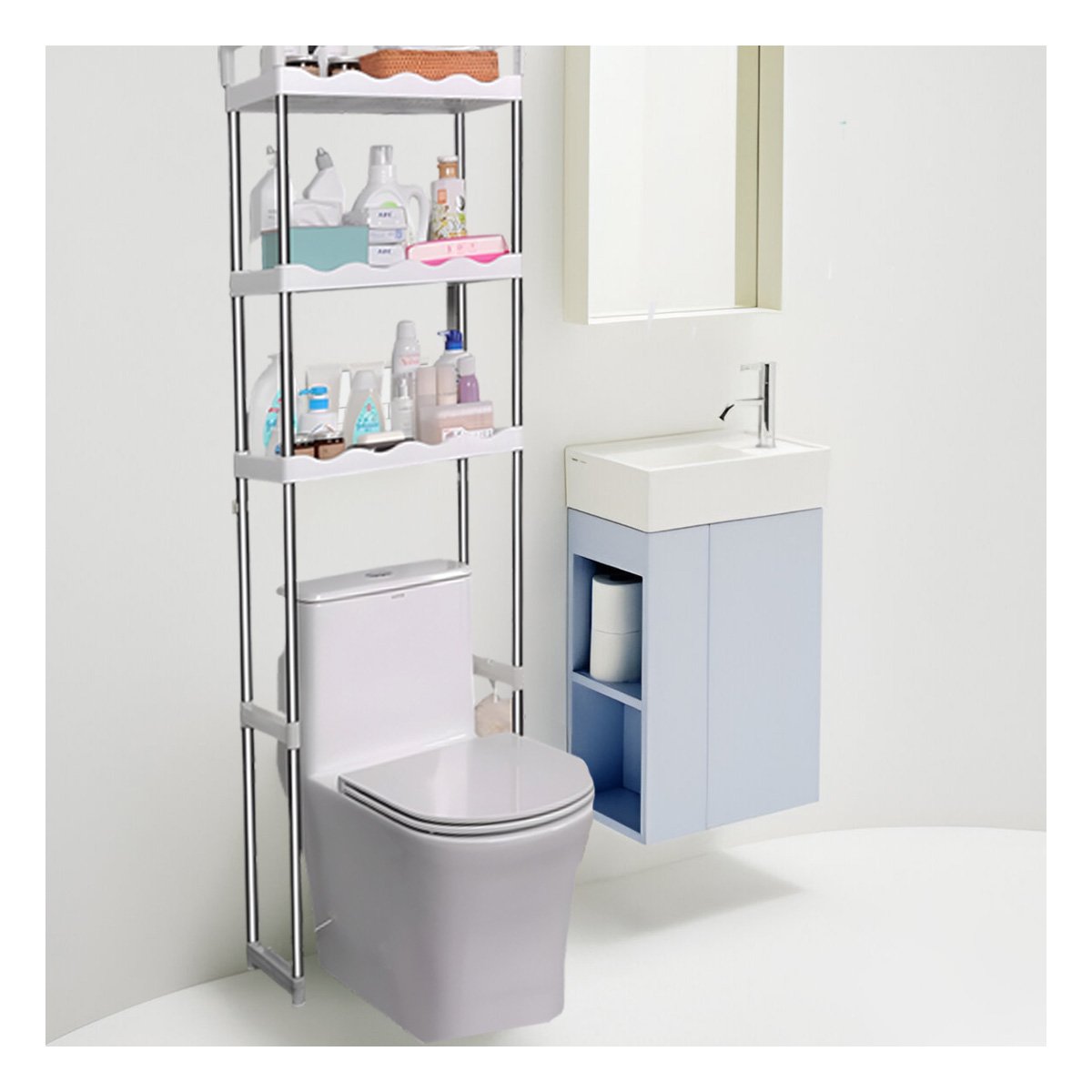 MUEBLE PARA ASEO 3 NIVELES PLASTICO CON ESTILO ONDAS PARA USO DIARIO Y+LIGAS REGALO - 3
