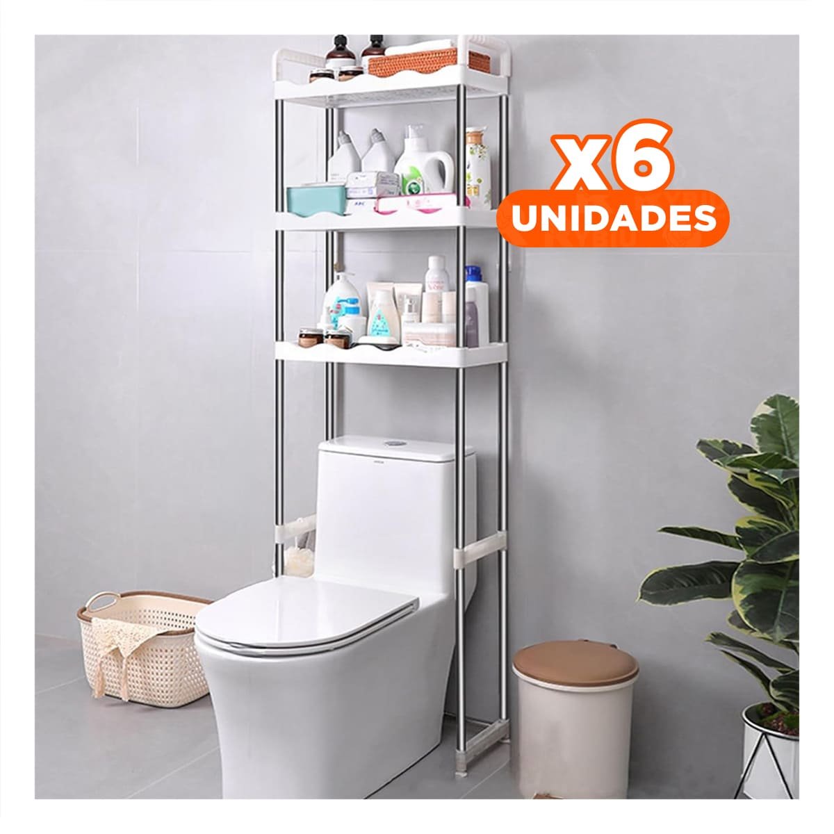 PACK6 ACCESORIO PLASTICO PARA ASEO CON 3 NIVELES Y ESTILO ONDAS PARA HOGAR - 1