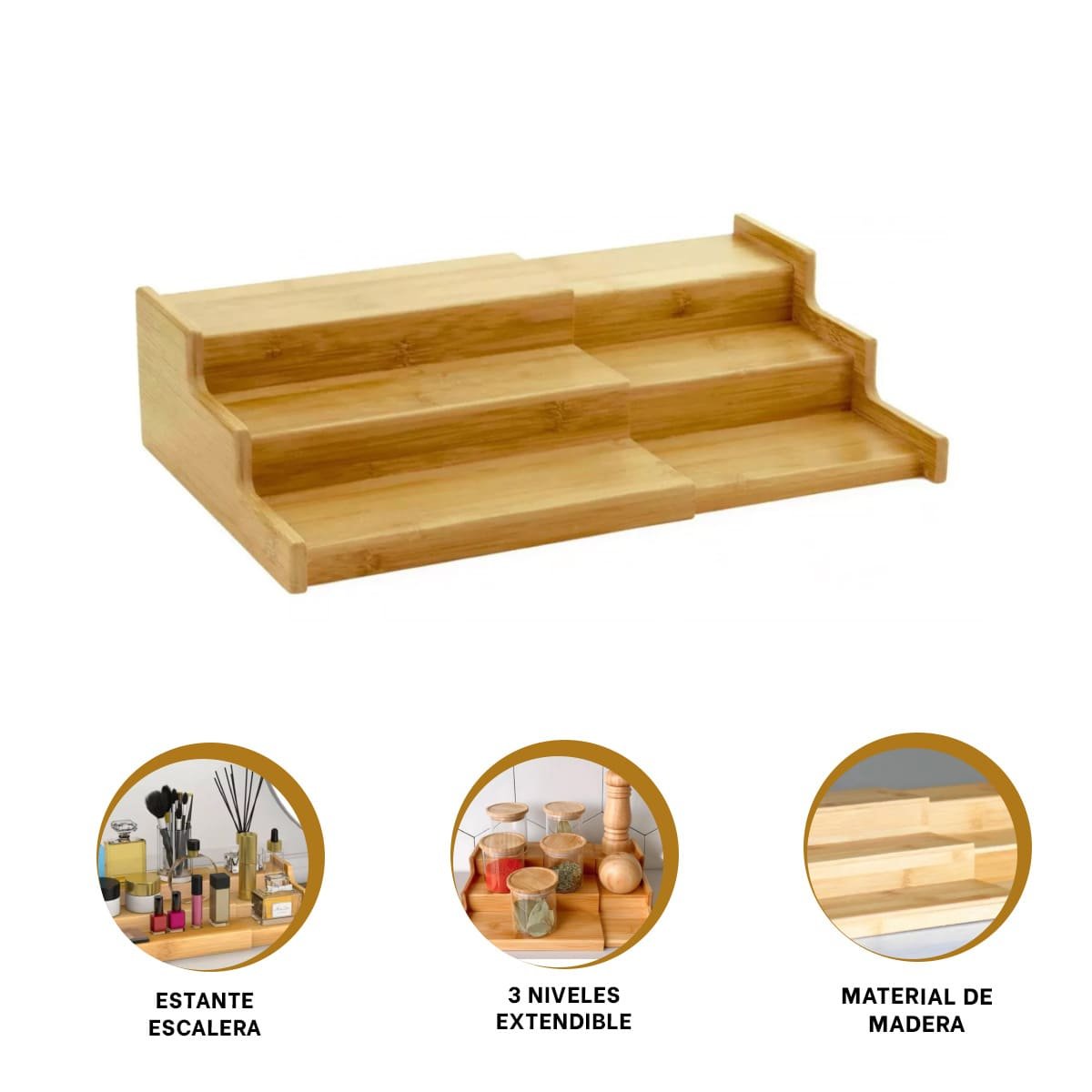 ANAQUEL ESCALERA DE MADERA CON TRES NIVELES EXTENDIBLE PARA USO DECORATIVO EN HOGAR Y+POST IT - 5