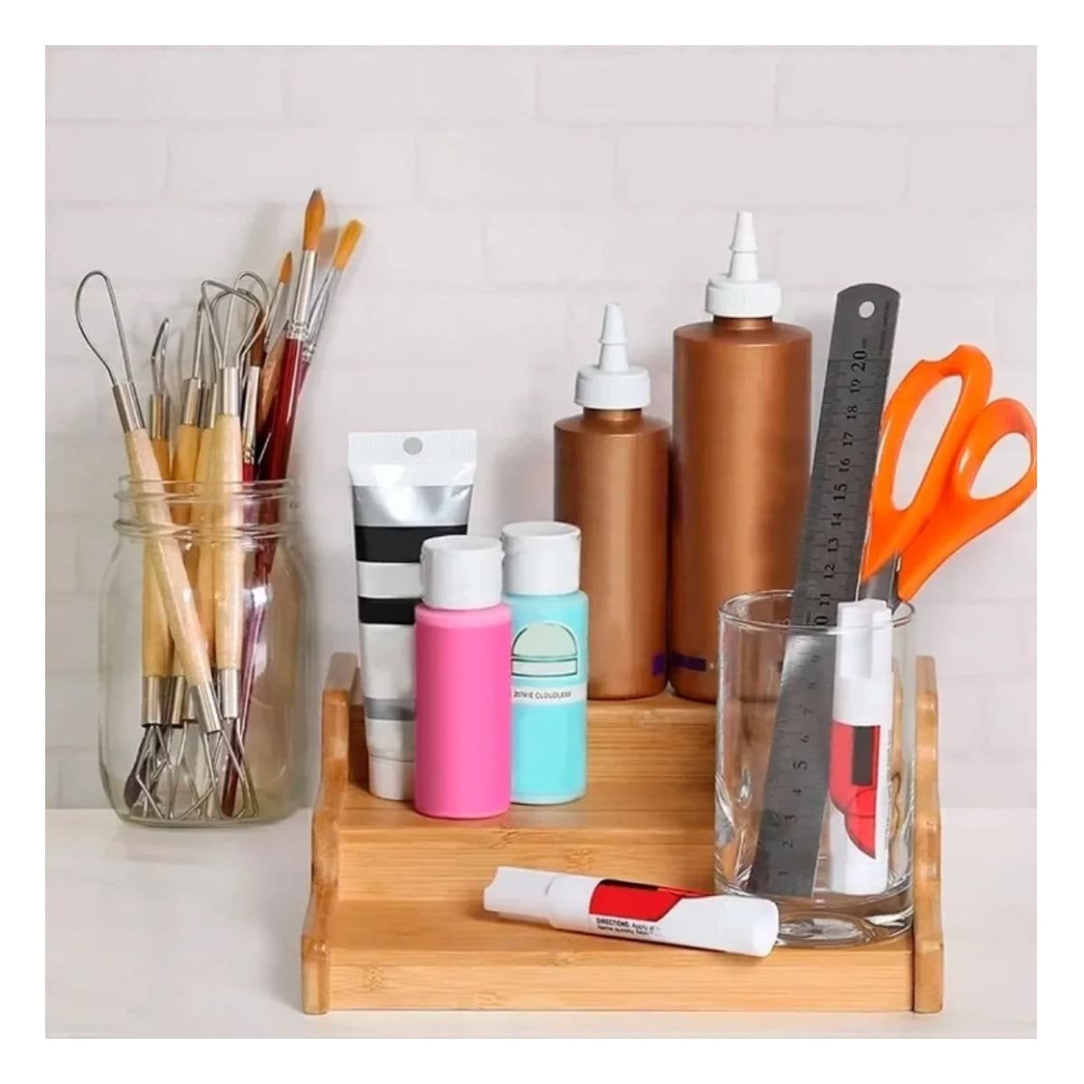 ESTANTE ESCALERA DE MADERA CON TRES NIVELES EXTENDIBLE PARA DECORACION EN HOGAR - 3