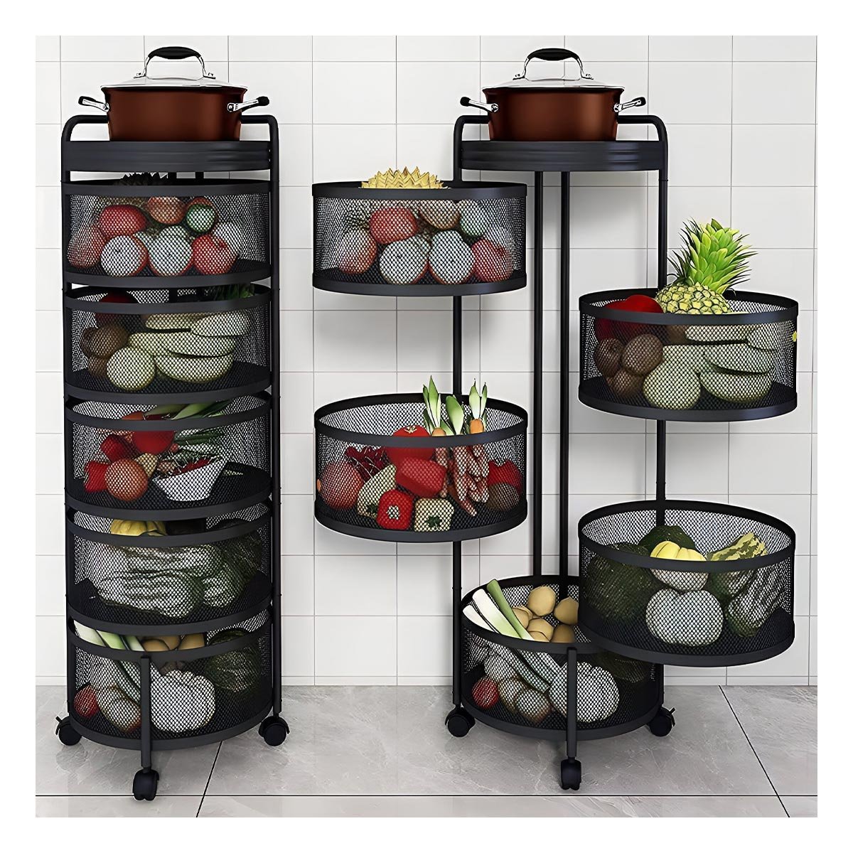 ORGANIZADOR CIRCULAR DE CINCO NIVELES CON LLANTAS PARA USO EN EL HOGAR Y+LIGAS REGALO - 3