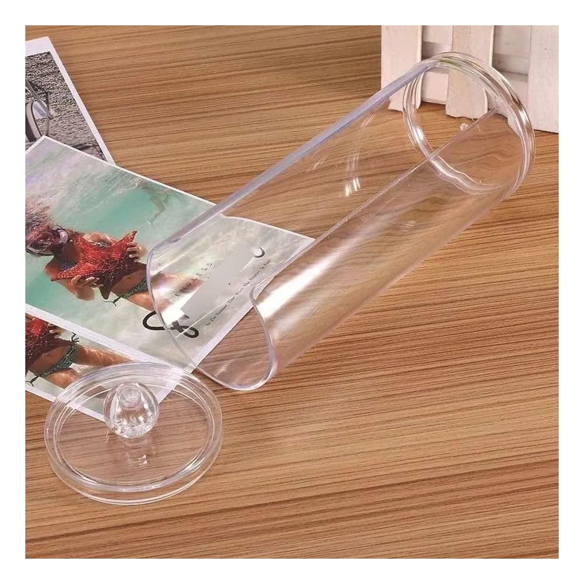 PACK4 DISPENSADOR DE ACRILICO TRANSPARENTE CON TAPA DE ALGODON ASEO Y TOCADOR Y+REGALO STICKER - 5