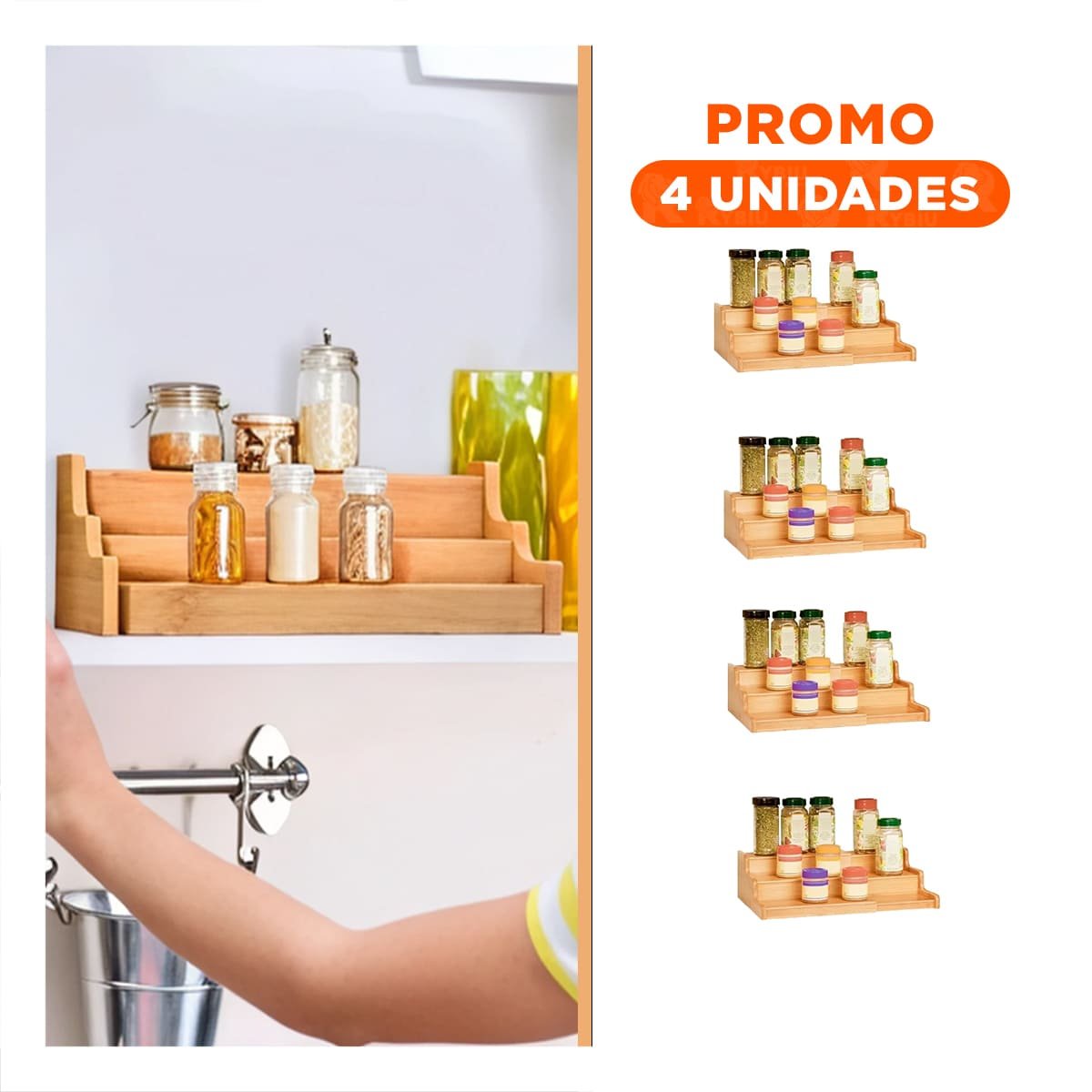 PACK4 MUEBLE ESCALERA 3 NIVELES EXTENDIBLE DE MADERA PARA HOGAR Y DECORACION INTERIOR - 1