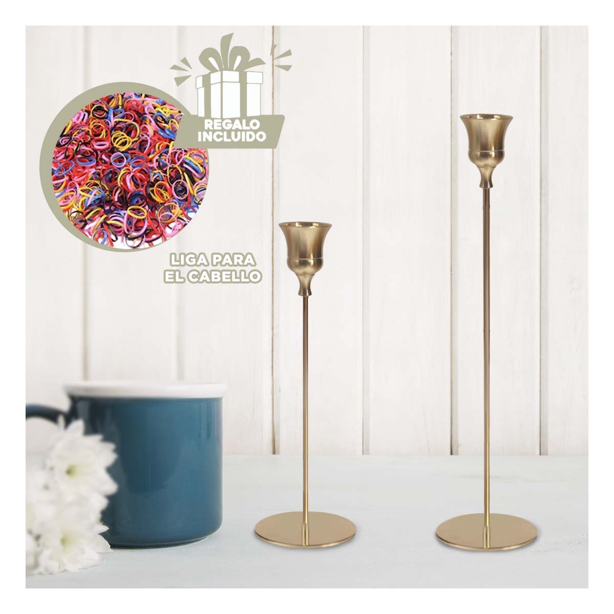 BASE DECORATIVA PARA VELAS DE METAL PARA CASA CON DISEÑO ELEGANTE Y USO DIARIO Y+LIGAS REGALO - 2